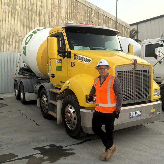 Ryan Payne with Boral truck