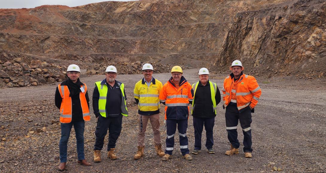 Boral Employees and Whyalla City Council members standing in quarry