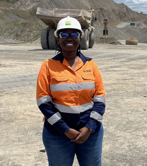 Profile image of Elise Nsiah-Baafi in Boral hardhat and high-vis gear