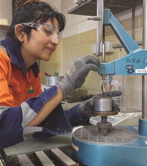 Priyanka Adeshara working in a Boral lab