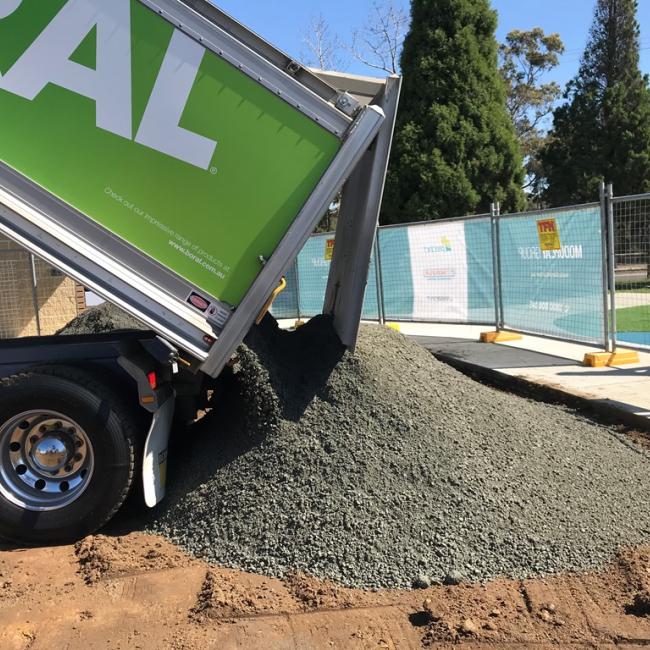 Delivery of the roadbase donation for the NSW Rural Fire Service Playground and Memorial in Telopea Park, Buxton