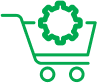 Icon of a shopping cart with a gear inside